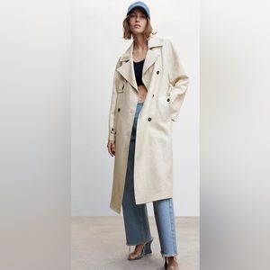 Mango linen trench coat